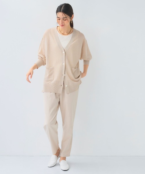 CROSS FUNCTION（クロスファンクション）の「《洗える》サマナチュラオーバーサイズシアーVネックニットカーディガン【CF/クロスファンクション】（カーディガン/ボレロ・レディース・ライトピンク/オフホワイト/ミント/ライトグレー/ブラック/ベージュ/イエロー/ブルー・L/M/LL）」の9枚目の写真