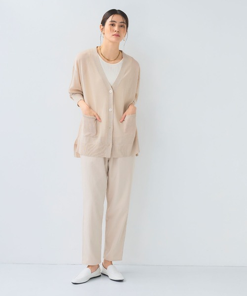 CROSS FUNCTION（クロスファンクション）の「《洗える》サマナチュラオーバーサイズシアーVネックニットカーディガン【CF/クロスファンクション】（カーディガン/ボレロ・レディース・ライトピンク/オフホワイト/ミント/ライトグレー/ブラック/ベージュ/イエロー/ブルー・L/M/LL）」の10枚目の写真