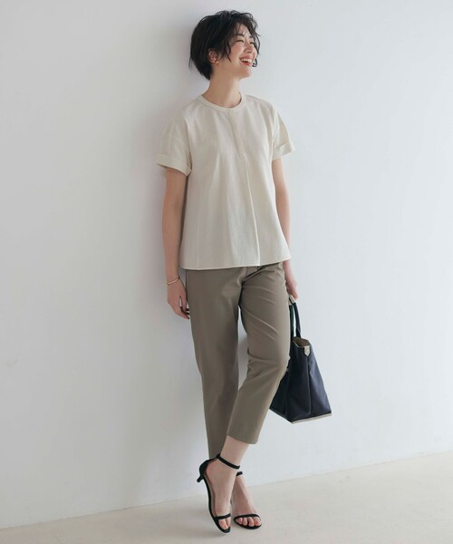 J.PRESS Ladies(J.プレス レディス)の「【洗える・接触冷感・UVケア・吸水速乾・防透け】麻シェルドライ テーパード パンツ(その他パンツ・レディース・アイボリー系/ライトグリーン系/ネイビー系/カーキ系・XS/S)」の20枚目の写真