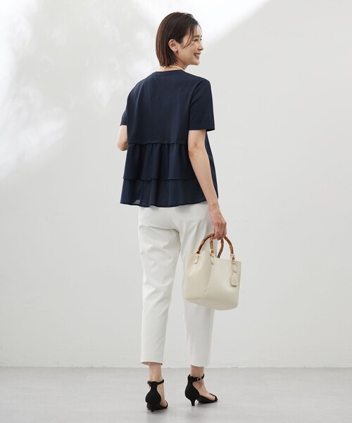 J.PRESS Ladies(J.プレス レディス)の「【洗える・接触冷感・UVケア・吸水速乾・防透け】麻シェルドライ テーパード パンツ(その他パンツ・レディース・アイボリー系/ライトグリーン系/ネイビー系/カーキ系・XS/S)」の8枚目の写真
