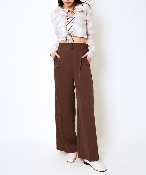 GORGE（ゴージ）の「《編み上げ×ラメアクセント》レディース クロップドトップス Y2K風 春秋冬（Tシャツ/カットソー・レディース・アイボリー/ブラック/グレー・F）」の6枚目の写真