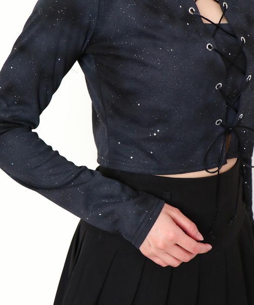 セール】《編み上げ×ラメアクセント》レディース クロップド