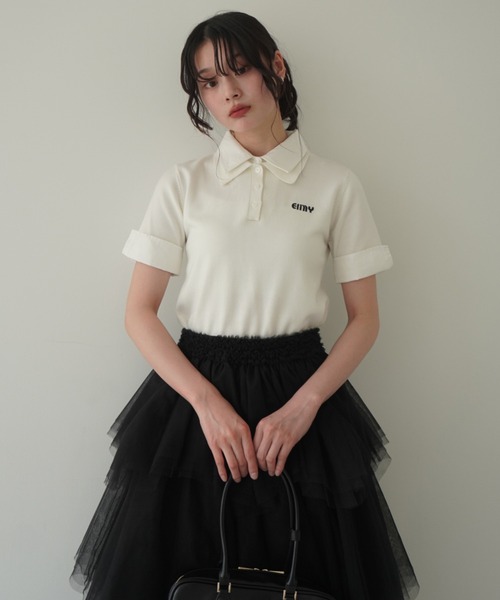 【最終値下げ】eimy istoire ハーフスリーブダブルカラーニット ハーフスリーブダブルカラーニット(F WHITE): TOPS