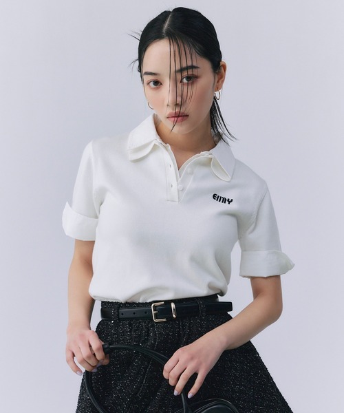 eimy istoire ハーフスリーブダブルカラーニット ハーフスリーブダブルカラーニット（ニット/セーター）｜EIMY