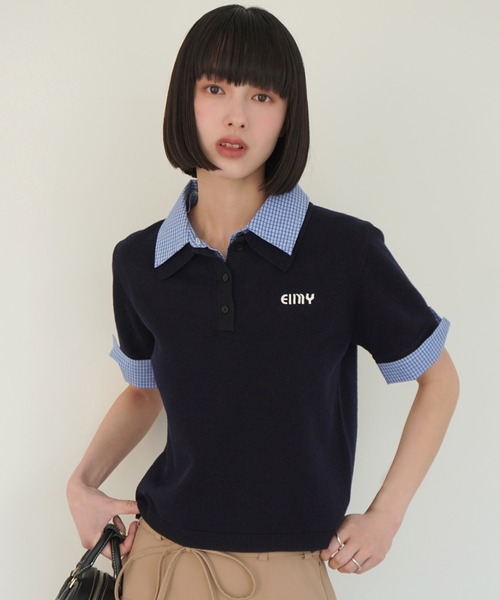 ハーフスリーブダブルカラーニット（ニット/セーター）｜EIMY ISTOIRE