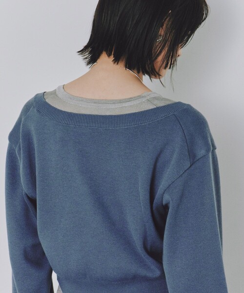 UNITED TOKYO（ユナイテッドトウキョウ）の「レイヤードWカーデトップス｜細見え/秋服/冬服（カーディガン/ボレロ・レディース・ブルー/ブラック・FREE）」の11枚目の写真