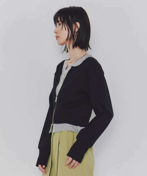 UNITED TOKYO（ユナイテッドトウキョウ）の「レイヤードWカーデトップス｜細見え/秋服/冬服（カーディガン/ボレロ・レディース・ブルー/ブラック・FREE）」の15枚目の写真