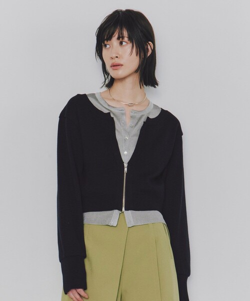 UNITED TOKYO（ユナイテッドトウキョウ）の「レイヤードWカーデトップス｜細見え/秋服/冬服（カーディガン/ボレロ・レディース・ブルー/ブラック・FREE）」の20枚目の写真