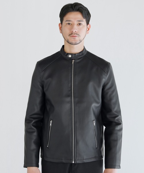 セール】Buyer's Select/PU合皮シングルライダースジャケット