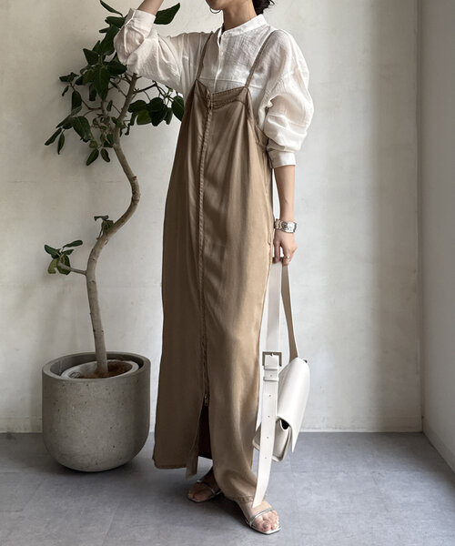 DouDou(ドゥドゥ)の「【WEB限定】切替バンドカラーシャツ(シャツ/ブラウス・レディース・ブラック/グリーン/アイボリー・FREE)」の5枚目の写真