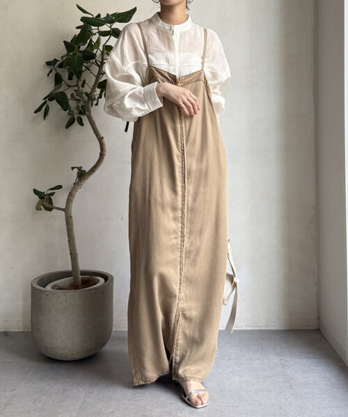 DouDou(ドゥドゥ)の「【WEB限定】切替バンドカラーシャツ(シャツ/ブラウス・レディース・ブラック/グリーン/アイボリー・FREE)」の7枚目の写真