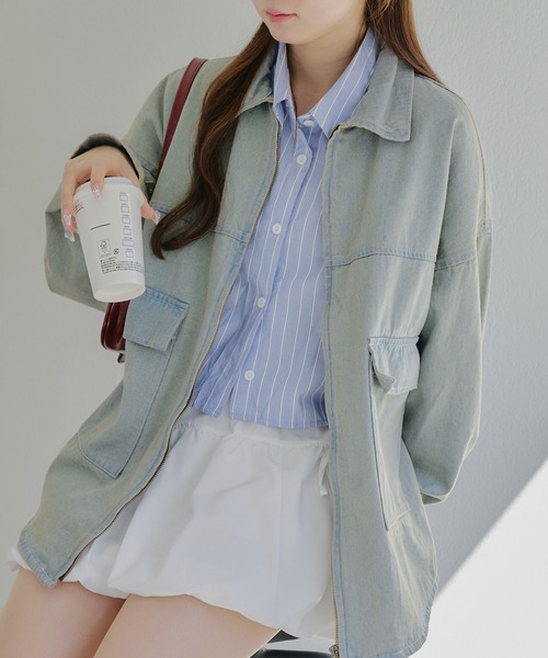 APPORTE PAR LES MARCHES(アポルテパーレマルシェ)の「【MARCHES】【優秀羽織アイテム】デニムZIPブルゾン(デニムジャケット・レディース・ブルー系その他/ブラック系その他・FREE)」の18枚目の写真