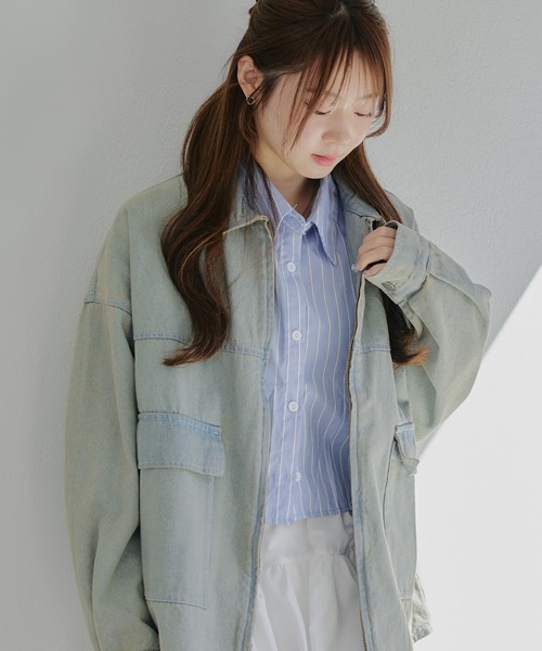 APPORTE PAR LES MARCHES(アポルテパーレマルシェ)の「【MARCHES】【優秀羽織アイテム】デニムZIPブルゾン(デニムジャケット・レディース・ブルー系その他/ブラック系その他・FREE)」の3枚目の写真
