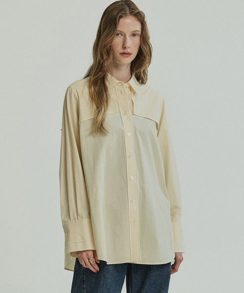 PUBLIC TOKYO（パブリックトウキョウ）の「クラフトステッチオーバーシャツ（シャツ/ブラウス・レディース・ピンク/ブルー/ライトイエロー・FREE）」の2枚目の写真