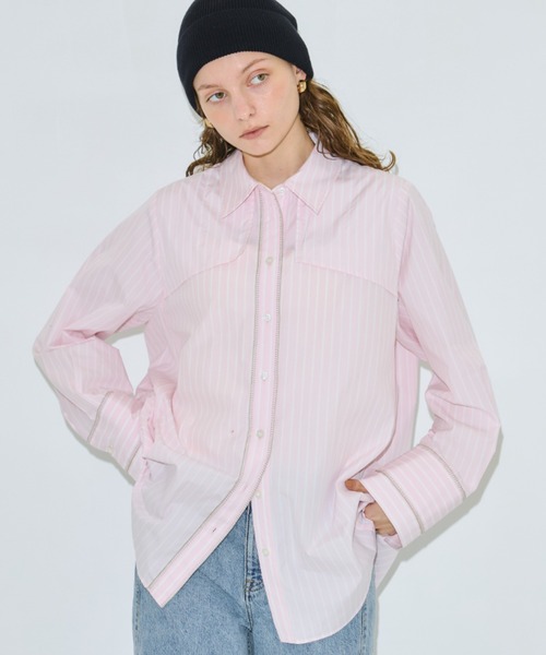 PUBLIC TOKYO（パブリックトウキョウ）の「クラフトステッチオーバーシャツ（シャツ/ブラウス・レディース・ピンク/ブルー/ライトイエロー・FREE）」の3枚目の写真