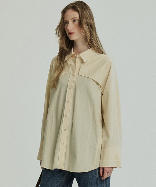 PUBLIC TOKYO（パブリックトウキョウ）の「クラフトステッチオーバーシャツ（シャツ/ブラウス・レディース・ピンク/ブルー/ライトイエロー・FREE）」の16枚目の写真