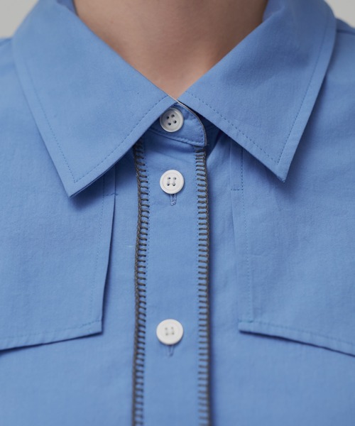 PUBLIC TOKYO（パブリックトウキョウ）の「クラフトステッチオーバーシャツ（シャツ/ブラウス・レディース・ピンク/ブルー/ライトイエロー・FREE）」の9枚目の写真