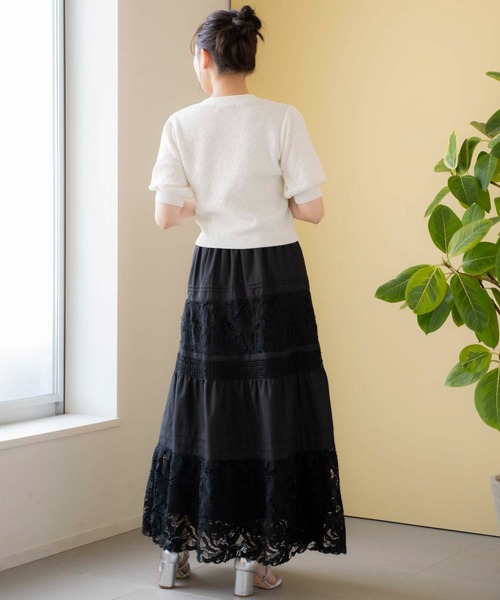 NOELA（ノエラ）の「スパンコールニットカーデ（カーディガン/ボレロ・レディース・オフホワイト/サックスブルー/ブラウン/ピンク・フリー）」の10枚目の写真