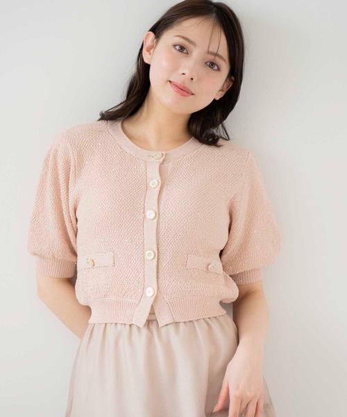 NOELA（ノエラ）の「スパンコールニットカーデ（カーディガン/ボレロ・レディース・オフホワイト/サックスブルー/ブラウン/ピンク・フリー）」の12枚目の写真