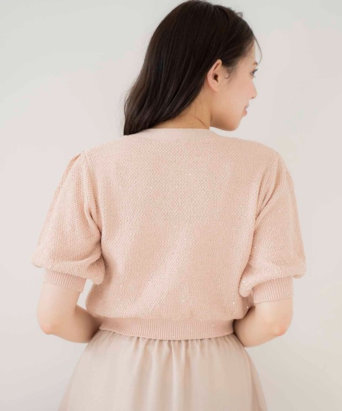 NOELA（ノエラ）の「スパンコールニットカーデ（カーディガン/ボレロ・レディース・オフホワイト/サックスブルー/ブラウン/ピンク・フリー）」の14枚目の写真