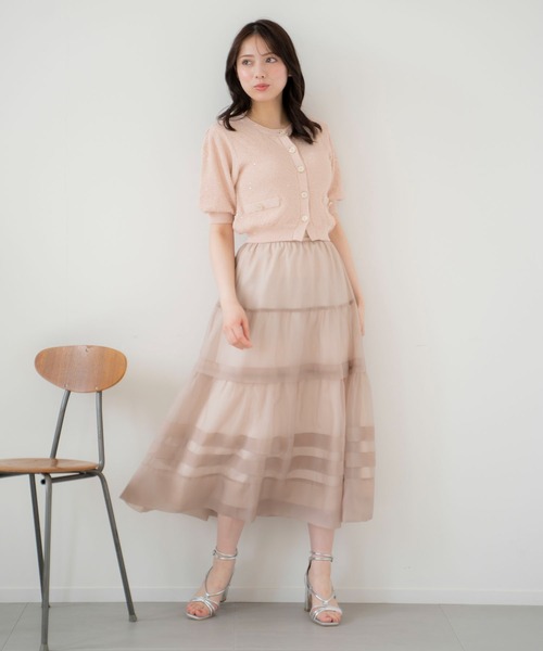 NOELA（ノエラ）の「スパンコールニットカーデ（カーディガン/ボレロ・レディース・オフホワイト/サックスブルー/ブラウン/ピンク・フリー）」の16枚目の写真