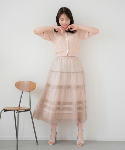 NOELA（ノエラ）の「スパンコールニットカーデ（カーディガン/ボレロ・レディース・オフホワイト/サックスブルー/ブラウン/ピンク・フリー）」の17枚目の写真