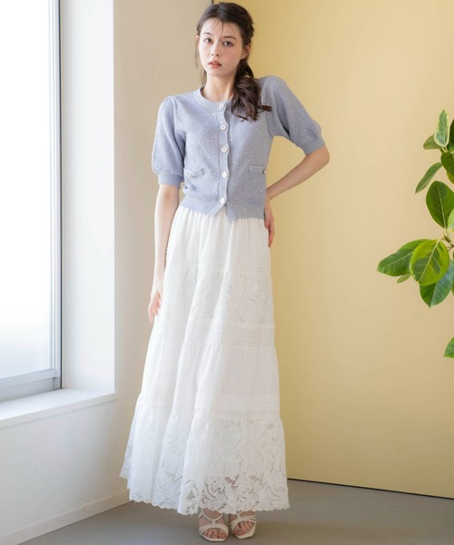 NOELA（ノエラ）の「スパンコールニットカーデ（カーディガン/ボレロ・レディース・オフホワイト/サックスブルー/ブラウン/ピンク・フリー）」の20枚目の写真