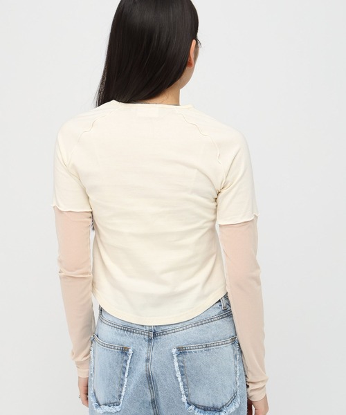 AMESWORLDWIDE（アメスワールドワイド）の「AMES WORLDWIDE／レースブロックロングスリーブ（Tシャツ/カットソー・レディース・クリーム/ブルー/ブラック・FREE）」の9枚目の写真