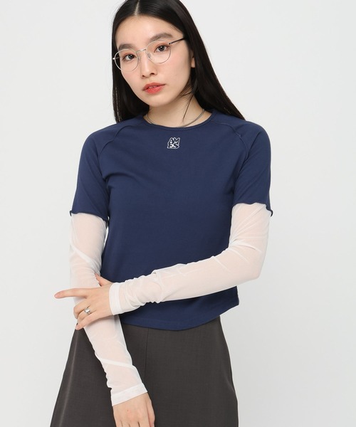 AMESWORLDWIDE（アメスワールドワイド）の「AMES WORLDWIDE／レースブロックロングスリーブ（Tシャツ/カットソー・レディース・クリーム/ブルー/ブラック・FREE）」の13枚目の写真