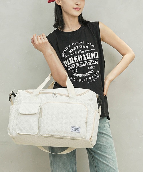 TABI PAL(タビパル)の「アウトポケット ボストンバッグ(ボストンバッグ・レディース・ブラック/サックスブルー/Off White・FREE)」の4枚目の写真