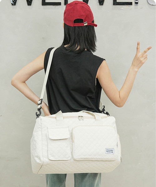 TABI PAL(タビパル)の「アウトポケット ボストンバッグ(ボストンバッグ・レディース・ブラック/サックスブルー/Off White・FREE)」の5枚目の写真