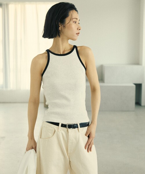 Firsthand（ファーストハンド）の「MA Firsthand/マ ファーストハンド RIB RINGER TANK / ワンポイント刺繍 リブリンガータンクトップ / アメリカンスリーブ（タンクトップ・レディース・オフホワイト/ブラウン/ブラック・FREE）」の13枚目の写真