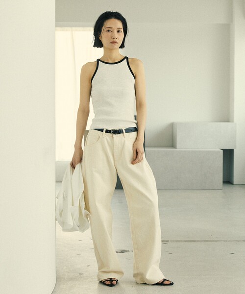 Firsthand（ファーストハンド）の「MA Firsthand/マ ファーストハンド RIB RINGER TANK / ワンポイント刺繍 リブリンガータンクトップ / アメリカンスリーブ（タンクトップ・レディース・オフホワイト/ブラウン/ブラック・FREE）」の15枚目の写真