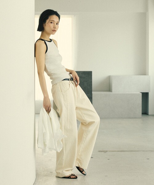 Firsthand（ファーストハンド）の「MA Firsthand/マ ファーストハンド RIB RINGER TANK / ワンポイント刺繍 リブリンガータンクトップ / アメリカンスリーブ（タンクトップ・レディース・オフホワイト/ブラウン/ブラック・FREE）」の18枚目の写真