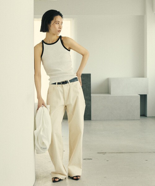 Firsthand（ファーストハンド）の「MA Firsthand/マ ファーストハンド RIB RINGER TANK / ワンポイント刺繍 リブリンガータンクトップ / アメリカンスリーブ（タンクトップ・レディース・オフホワイト/ブラウン/ブラック・FREE）」の19枚目の写真