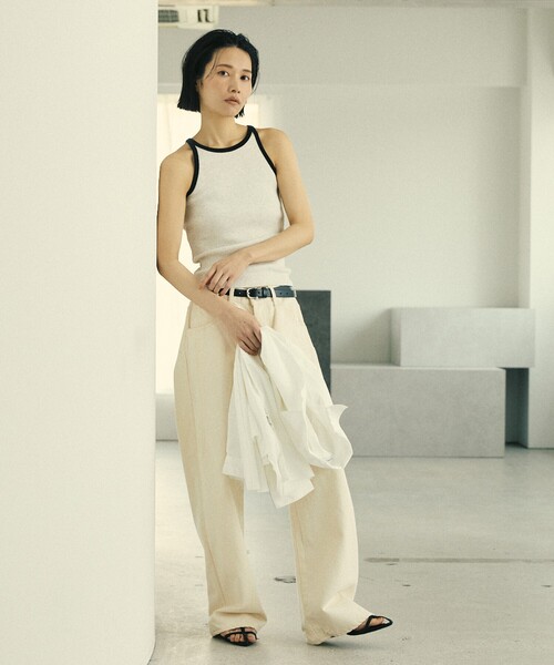 Firsthand（ファーストハンド）の「MA Firsthand/マ ファーストハンド RIB RINGER TANK / ワンポイント刺繍 リブリンガータンクトップ / アメリカンスリーブ（タンクトップ・レディース・オフホワイト/ブラウン/ブラック・FREE）」の20枚目の写真