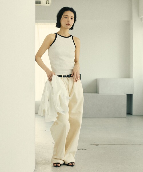 Firsthand（ファーストハンド）の「MA Firsthand/マ ファーストハンド RIB RINGER TANK / ワンポイント刺繍 リブリンガータンクトップ / アメリカンスリーブ（タンクトップ・レディース・オフホワイト/ブラウン/ブラック・FREE）」の21枚目の写真