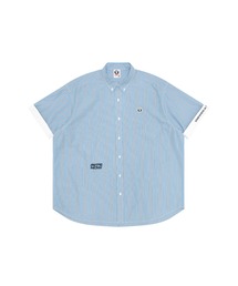 エイプ　APE オックスフォード　シャツ　ロゴ　プリント　ブルー A BATHING APE（アベイシングエイプ）の「OXFORD RELAXED FIT