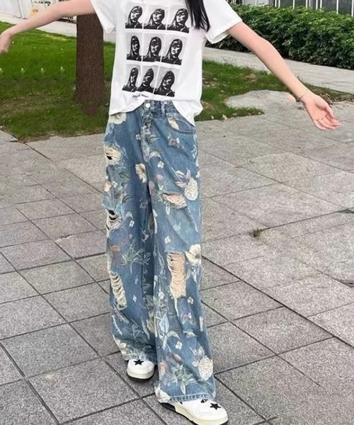 セール】ダメージ加工ジーンズ（デニムパンツ）｜AsheKsha