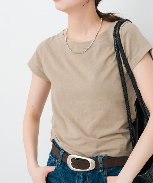 Spick & Span(スピックアンドスパン)の「コンパクトキャップスリーブTEE(Tシャツ/カットソー・レディース・ブラック/ホワイト/ベージュ・FREE)」の3枚目の写真