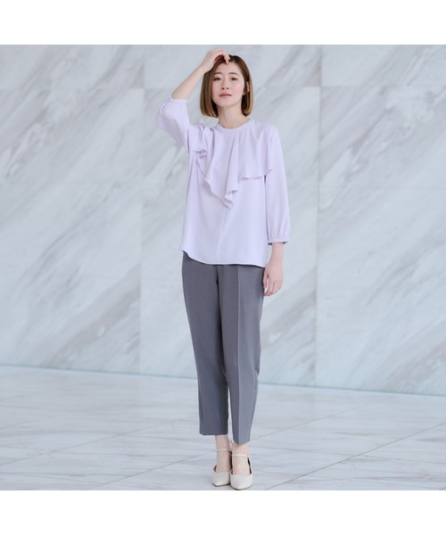 AOYAMA（アオヤマ）の「【時短・カチッと】頼れるセットアップ！着回し力抜群のテーパードパンツ/グレー/ベージュ｜通勤＆オフィス＆入卒＆セレモニー＆オケージョン｜手洗い・ストレッチ・セットアップ着用可｜（その他パンツ・レディース・ベージュ/グレー・LL/S/M/L）」の6枚目の写真