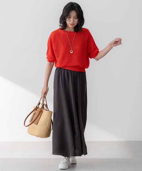 23区(ニジュウサンク)の「【接触冷感/洗える】フィブリルツイル ギャザー スカート(スカート・レディース・ベージュ系/ブラック系/ダークブラウン系・36/38/40)」の4枚目の写真