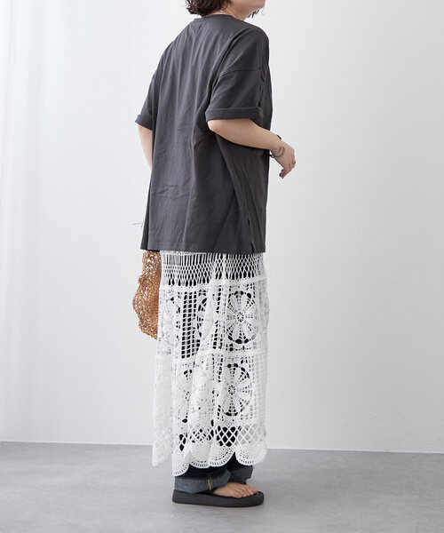 continuer de NICE CLAUP（コンティニューデナイスクラップ）の「【清涼感抜群◎】カギ針ロングスカート（スカート・レディース・アイボリー/オフホワイト・FREE）」の12枚目の写真