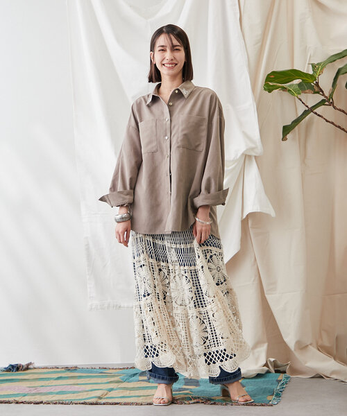 continuer de NICE CLAUP（コンティニューデナイスクラップ）の「【清涼感抜群◎】カギ針ロングスカート（スカート・レディース・アイボリー/オフホワイト・FREE）」の19枚目の写真