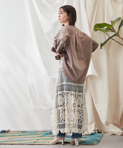 continuer de NICE CLAUP（コンティニューデナイスクラップ）の「【清涼感抜群◎】カギ針ロングスカート（スカート・レディース・アイボリー/オフホワイト・FREE）」の20枚目の写真