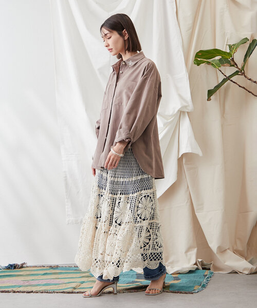 continuer de NICE CLAUP（コンティニューデナイスクラップ）の「【清涼感抜群◎】カギ針ロングスカート（スカート・レディース・アイボリー/オフホワイト・FREE）」の21枚目の写真