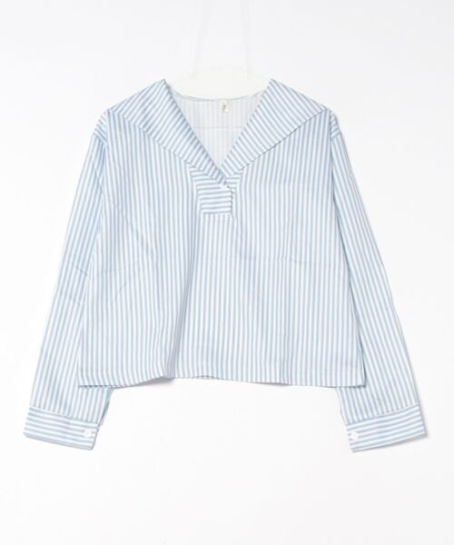 STYLEBLOCK(スタイルブロック)の「ストライプ柄セーラーブラウス(シャツ/ブラウス・レディース・ブルー・M/XL)」の3枚目の写真