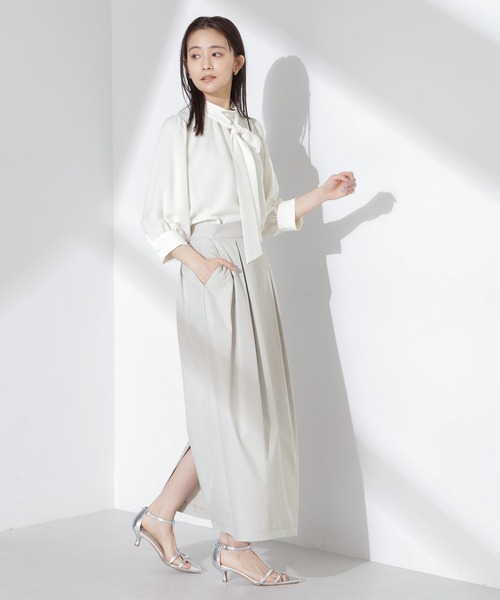 NANO universe（ナノユニバース）の「タックコクーンスカート（スカート・レディース・ブラック/ブルーグレー/ライトベージュ・FREE）」の21枚目の写真