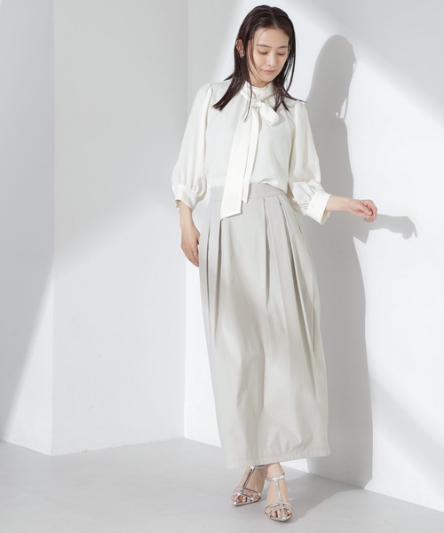 NANO universe（ナノユニバース）の「タックコクーンスカート（スカート・レディース・ブラック/ブルーグレー/ライトベージュ・FREE）」の22枚目の写真