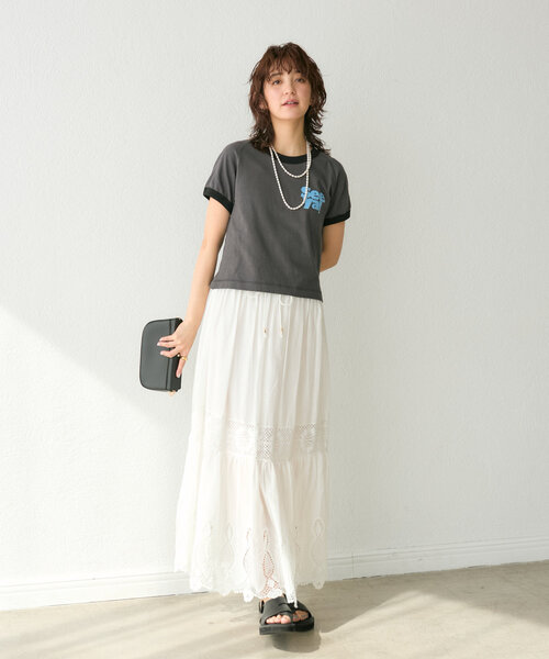 RIVE DROITE（リヴドロワ）の「【着映え◎】ケミカルレースティアードスカート（スカート・レディース・ブラック/オフホワイト・36/38）」の21枚目の写真